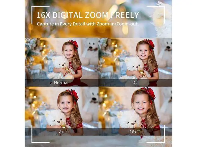 Alt view image 4 of 5 - Ecocleanpath Kids Digital Camera 2.5K UHD 1080P with 64GB Card, 16x Zoom Anti-Shake, Portable for Boys & Girls (White)