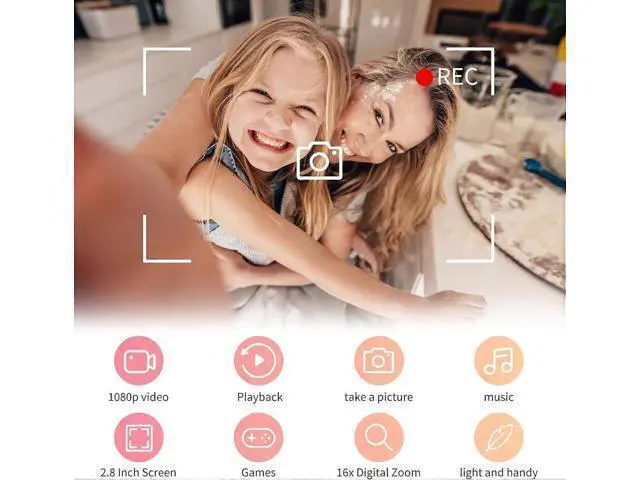 Alt view image 2 of 5 - Ecocleanpath Kids Digital Camera 2.5K UHD 1080P with 64GB Card, 16x Zoom Anti-Shake, Portable for Boys & Girls (White)