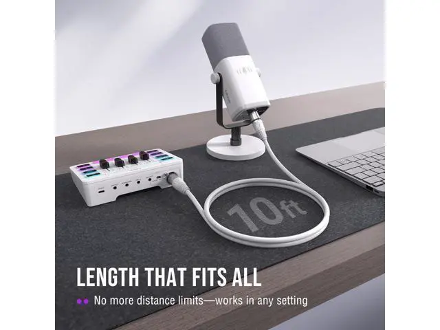 Alt view image 7 of 7 - Deuninker Microphone Boom Arm Kit, Metal Heavy Duty Mic Stand with 3/8" to 5/8" Threads Screw & 10ft Balanced XLR Cable for Podcasting Recording, Streaming & Recording-BM63W+L9W