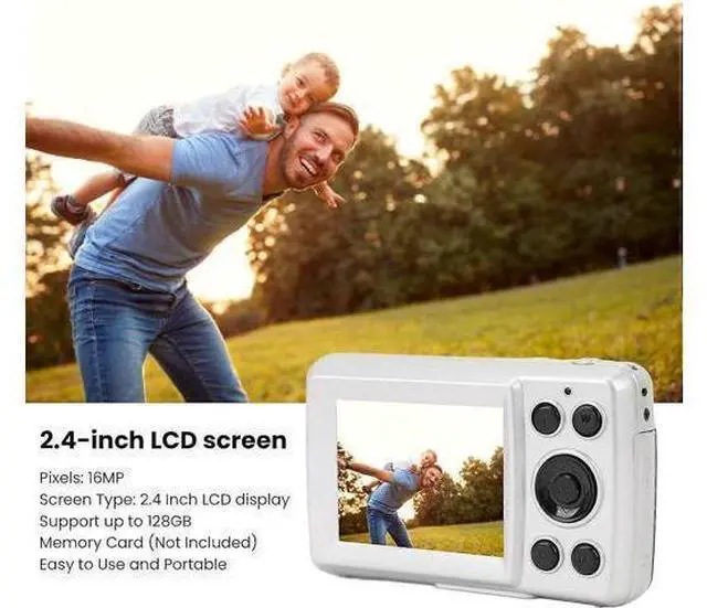 Alt view image 2 of 5 - Ecocleanpath 16MP Retro Digital Camera, Compact CCD with 2.4" LCD Display, Ideal for Teens & Adults (White)