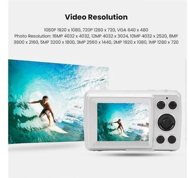 Alt view image 3 of 5 - Ecocleanpath 16MP Retro Digital Camera, Compact CCD with 2.4" LCD Display, Ideal for Teens & Adults (White)
