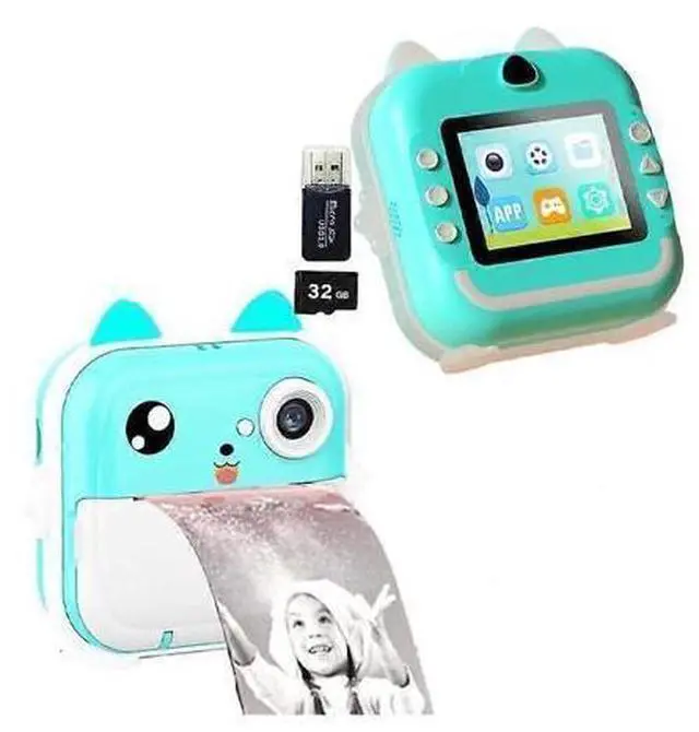 Main image of Ecocleanpath Kids Instant Print Camera - 1080P HD, 2.4" LCD, 32G SD Card, Rechargeable (Green)