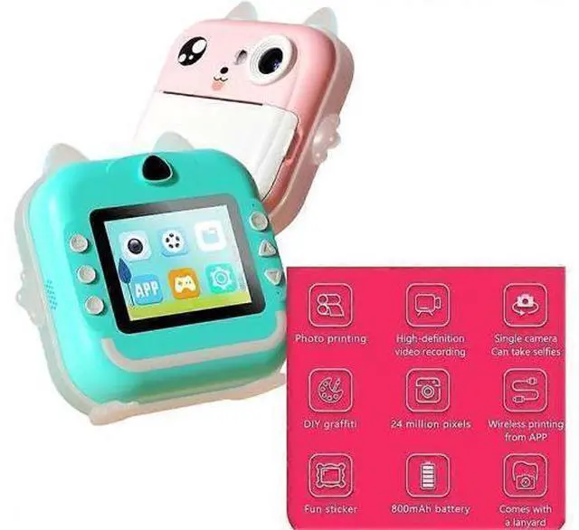 Alt view image 2 of 5 - Ecocleanpath Kids Instant Print Camera - 1080P HD, 2.4" LCD, 32G SD Card, Rechargeable (Green)