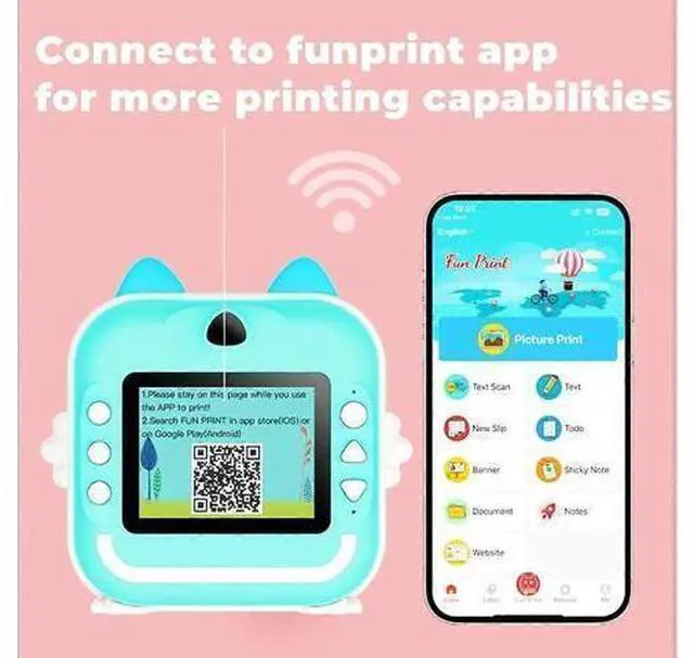 Alt view image 4 of 5 - Ecocleanpath Kids Instant Print Camera - 1080P HD, 2.4" LCD, 32G SD Card, Rechargeable (Green)