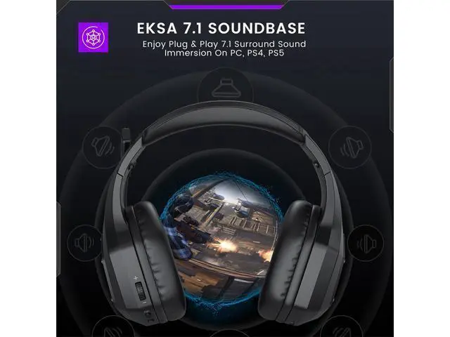Alt view image 3 of 7 - Wireless Gaming Headset, 2.4GHz USB Gaming Headphones with Microphone for PC, PS5, PS4, Nintendo Switch, 7.1 Surround Sound Gaming Headset, RGB Light, Ergonomic Design, 3.5mm Wired for Xbox Serie
