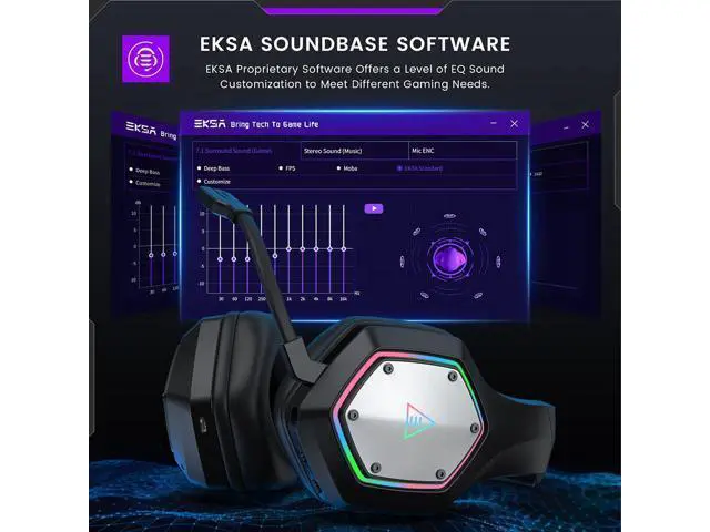 Alt view image 4 of 7 - Wireless Gaming Headset, 2.4GHz USB Gaming Headphones with Microphone for PC, PS5, PS4, Nintendo Switch, 7.1 Surround Sound Gaming Headset, RGB Light, Ergonomic Design, 3.5mm Wired for Xbox Serie