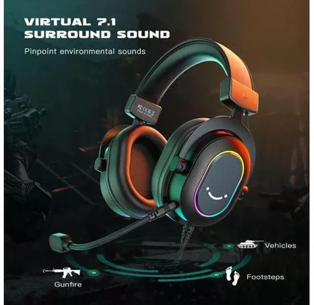 Alt view image 5 of 6 - Deuninker Gaming Microphone and PC Gaming Headset, USB Microphone with Gain Control, Wired Headphones with 7.1 Surround Sound,EQ Mode, RGB, Soft Ear Pads for Streaming, Podcasting, Twitch (K669G+H6)