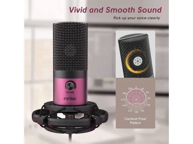 Alt view image 2 of 6 - Deuninker Podcast Microphone Kit-USB PC Computer Recording Microphone, Condenser Mic Set for Streaming, Gaming, Voice-Over, Meeting, with Arm Stand, Shock Mount, Pop Filter-T669 Rose Red