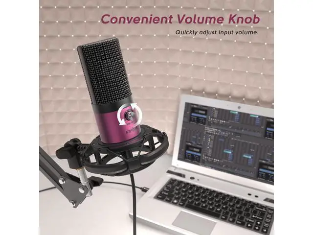 Alt view image 3 of 6 - Deuninker Podcast Microphone Kit-USB PC Computer Recording Microphone, Condenser Mic Set for Streaming, Gaming, Voice-Over, Meeting, with Arm Stand, Shock Mount, Pop Filter-T669 Rose Red