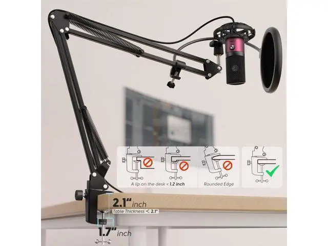 Alt view image 5 of 6 - Deuninker Podcast Microphone Kit-USB PC Computer Recording Microphone, Condenser Mic Set for Streaming, Gaming, Voice-Over, Meeting, with Arm Stand, Shock Mount, Pop Filter-T669 Rose Red