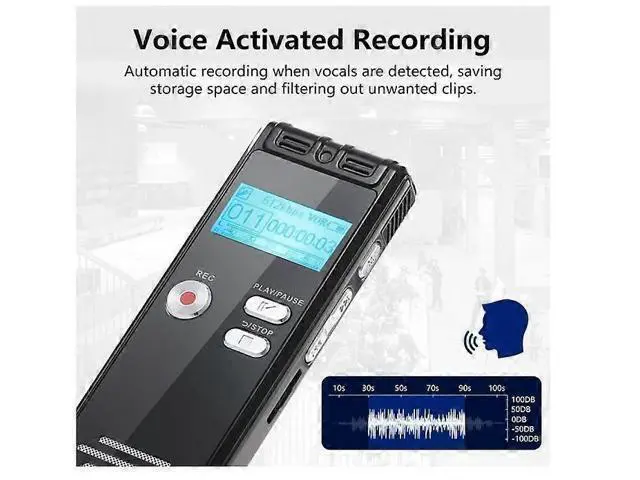 Alt view image 4 of 5 - Ecocleanpath 64GB Digital Voice Activated Recorder with Playback - 3072Kbps HD Audio Recorder, 25H Continuous Recording (Black)