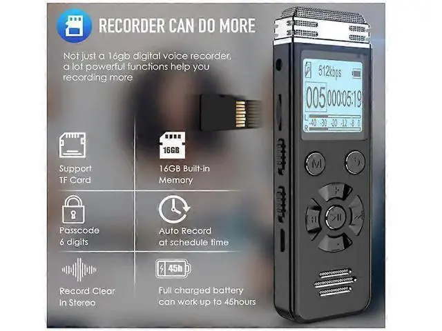 Alt view image 4 of 5 - Ecocleanpath Digital Voice Recorder 32GB - Noise Canceling, USB Rechargeable for Lectures & Meetings (Black)