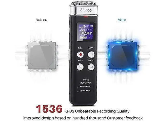 Alt view image 2 of 5 - Ecocleanpath L157 Digital Voice Recorder with Voice Activation, USB Rechargeable Dictaphone, Black