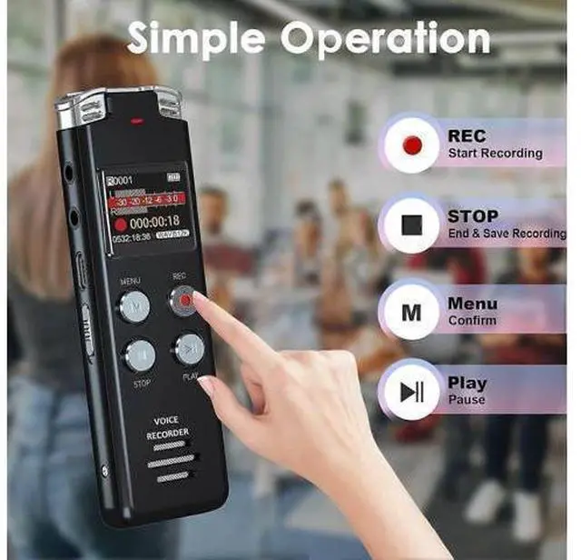 Alt view image 3 of 5 - Ecocleanpath 64GB Digital Voice Recorder with Voice Activation - Noise Cancelling Mic for Lectures & Meetings