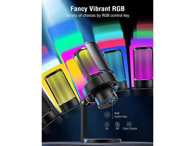 Alt view image 5 of 7 - Deuninker USB Gaming RGB Microphone with Mic Pop Filter Bundle, PC Streaming Microphone with 4 Polar Patterns, Mute, Pop Windscreen for Noise Reduction for Clear Recording, Podcast, Vocal (A8Plus+U1)