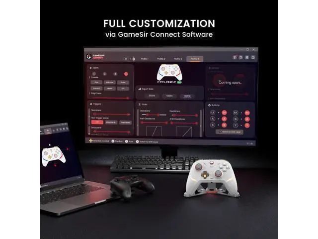 Alt view image 6 of 7 - Cyclone 2 Wireless Controller - 1000Hz Polling Rate, TMR Joysticks, Hall/Micro 2-in-1 Triggers for PC/Switch/Switch 2/Android/iOS, PC Gaming Controller with Charging Dock (Black)