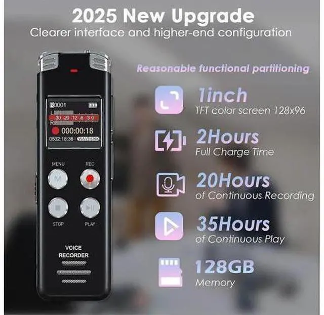 Alt view image 5 of 5 - Ecocleanpath 64GB Digital Voice Recorder with Voice Activation - Noise Cancelling Mic for Lectures & Meetings