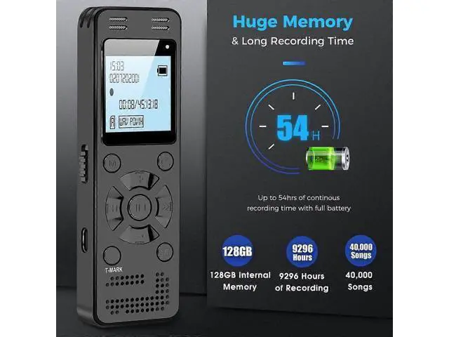Alt view image 3 of 5 - Ecocleanpath 32GB Digital Voice Recorder with Noise Cancelling - V618 Black for Lectures & Meetings