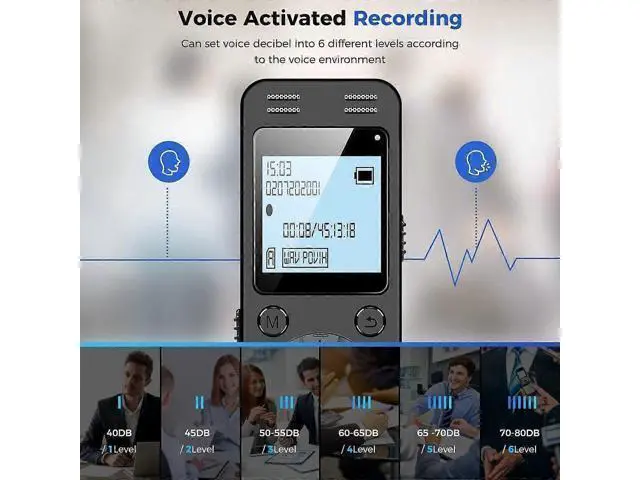 Alt view image 4 of 5 - Ecocleanpath 32GB Digital Voice Recorder with Noise Cancelling - V618 Black for Lectures & Meetings