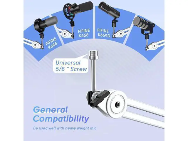 Alt view image 3 of 7 - Deuninker Gaming USB Microphone with Metal Boom Arm Bundle, PC Computer Streaming Mic with Mute, RGB, Gain Knob, Microphone Arm Stand with Desk Clamp Kit for Recording/Podcast (A8+BM63 White)