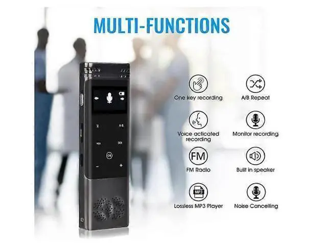 Alt view image 5 of 5 - Ecocleanpath Professional Voice Activated Digital Audio Recorder with Noise Cancelling, 8GB USB Pen MP3 (Black)