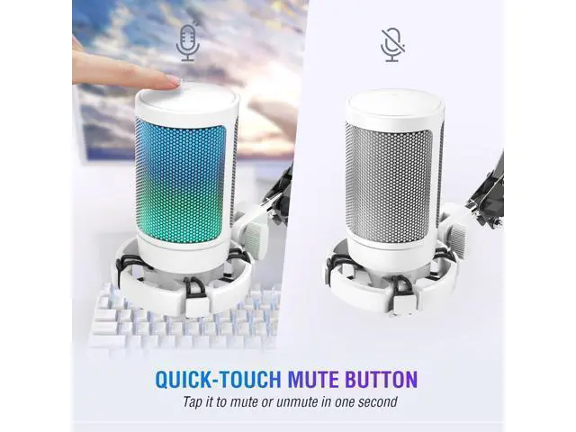 Alt view image 2 of 7 - Deuninker Streaming Gaming USB Microphone Kit, PC Condenser RGB Mic Compatible with PS4/PS5, Plug and Play for Music Recording, Online Game, Discord, Twitch, with Pop Filter, Shock Mount-A6T White