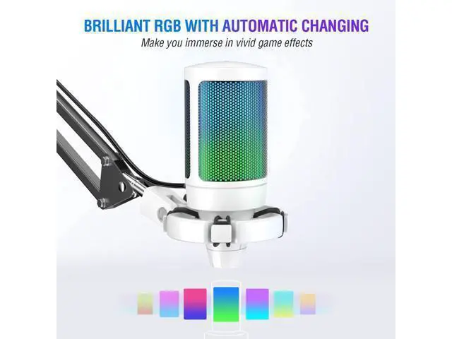 Alt view image 3 of 7 - Deuninker Streaming Gaming USB Microphone Kit, PC Condenser RGB Mic Compatible with PS4/PS5, Plug and Play for Music Recording, Online Game, Discord, Twitch, with Pop Filter, Shock Mount-A6T White
