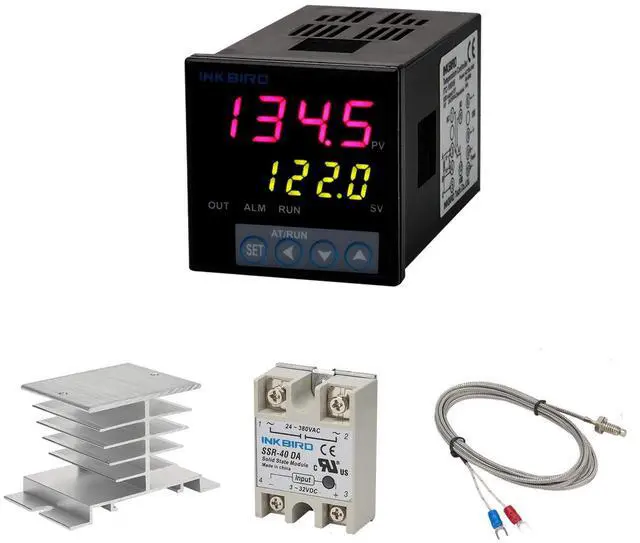 Main image of PID Temperature Controller Kit, High Voltage 100ACV to 240ACV | Comes with SSR 40DA Solid State Relay, K Type Thermocouple, and White Heat Sink