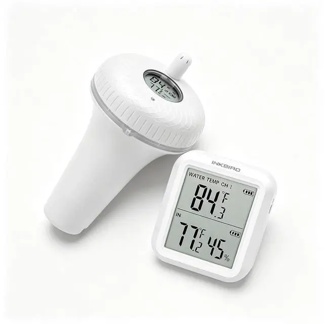 Main image of Pool Thermometer WirelessPool Temperature Thermometer Floating Easy Read for Swimming, Hot Tub, with Indoor Receiver for Temperature Reading