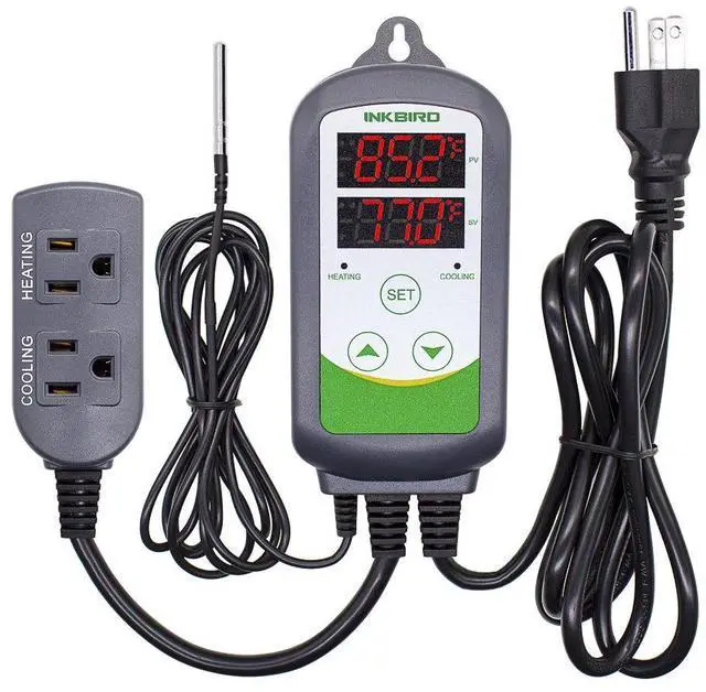 Main image of ITC-308 Digital Temperature Controller Thermostat | 110V 10A 1100W 2-Stage Outlet with Heating and Cooling Mode for Carboy Homebrew Fermenter Greenhouse Terrarium