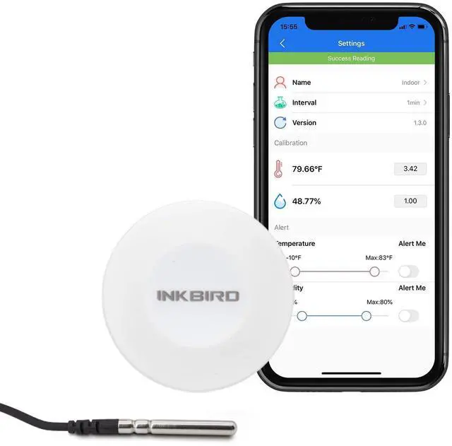 Main image of Thermometer and Hygrometer Smart Sensor Data Logger with Waterproof External Probe Magnet for Android and iOS, for Food Storage Brewing Reptiles Instrument IBS-TH1(Battery not Included)