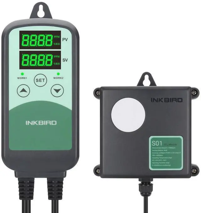 Main image of ICC-500T CO2 Controller CO2 Meter Carbon Dioxide Controller for Grow Room and CO2 Generator, with CO2 Sensor for Home Grower (CO2 Controller + S01 Sensor)