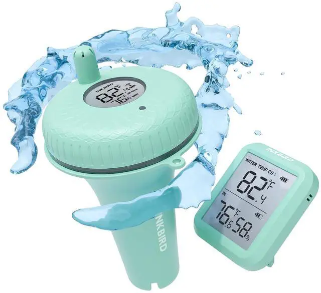Main image of Wireless Pool Thermometer and Receiver Set, Floating Thermometer with Easy Read Display, Thermometer for Swimming Pool, Hot Tub and Hot Spring - Green