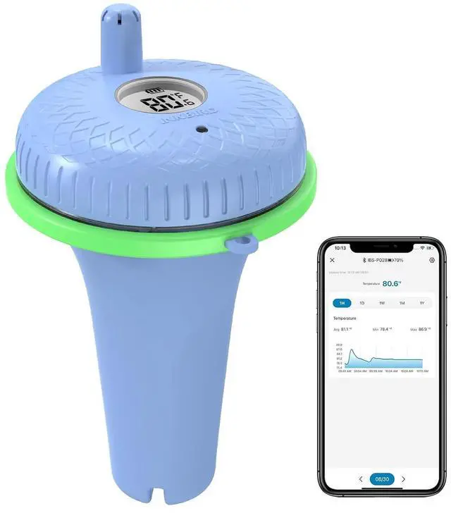 Main image of Bluetooth Pool Thermometer, Floating, LCD Display, 230 Ft Range, App Connected