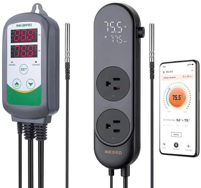 Main image of ITC-308 with ITC-312 Temperature Controller for Plant Grow Tent Greenhouse Reptile for Heating and Cooling