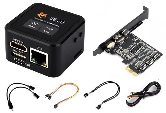 Main image of Luckfox PicoKVM IP KVM Mini Remote Control O&M Tool - 1.2G RV1106G3 Linux RISC-V CPU, 256M DDR3 RAM 8GB eMMC, HDMI Video Input HID Signals Output,100Mbps RJ45 Ethernet, I/O SD Card Port (PicoKVM KIT)