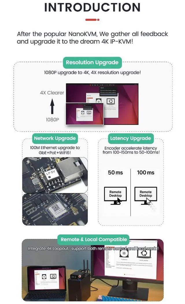 Alt view image 4 of 7 - Sipeed NanoKVM-Pro 4K IP-KVM Remote Control Operations Maintenance Server, 1GB LPDDR4x RAM 32G eMMC, Dual System Switch Gbe Ethernet, 4K HDMI Video Loopout Capturer (ATX,ETH & WiFi & PoE,no LED)