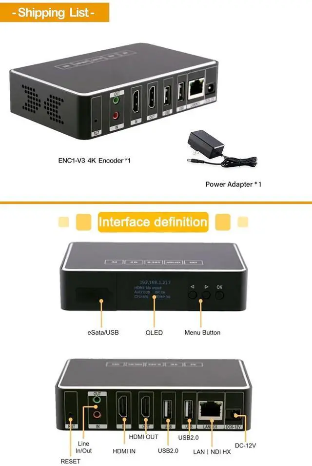 Alt view image 2 of 7 - Link Pi ENC1-V3 4K NDI HDMI Encoder Decoder, Support SRT/RTMP/RTSP/HTTP/ONVIF/HLS Transmission, 1080P HD Video Encoder for YouTube Facebook Twitch Live Broadcasting