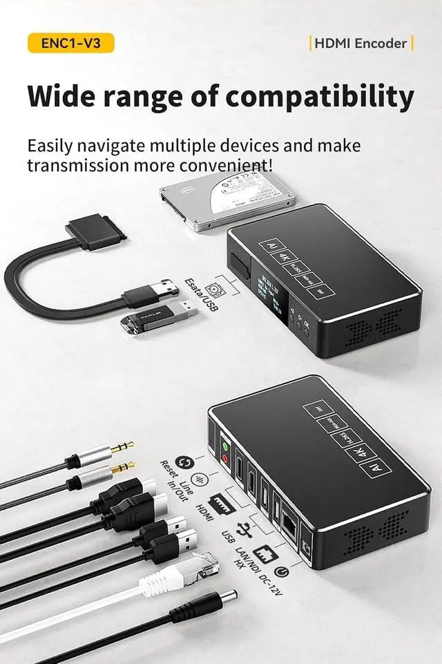 Alt view image 3 of 7 - Link Pi ENC1-V3 4K HDMI Encoder&Decoder for Live Streaming, HDMI Video Capture for Compatible Multi-Platform, SRT and NDI Supported, Multi-Scenario Equipment Encoder