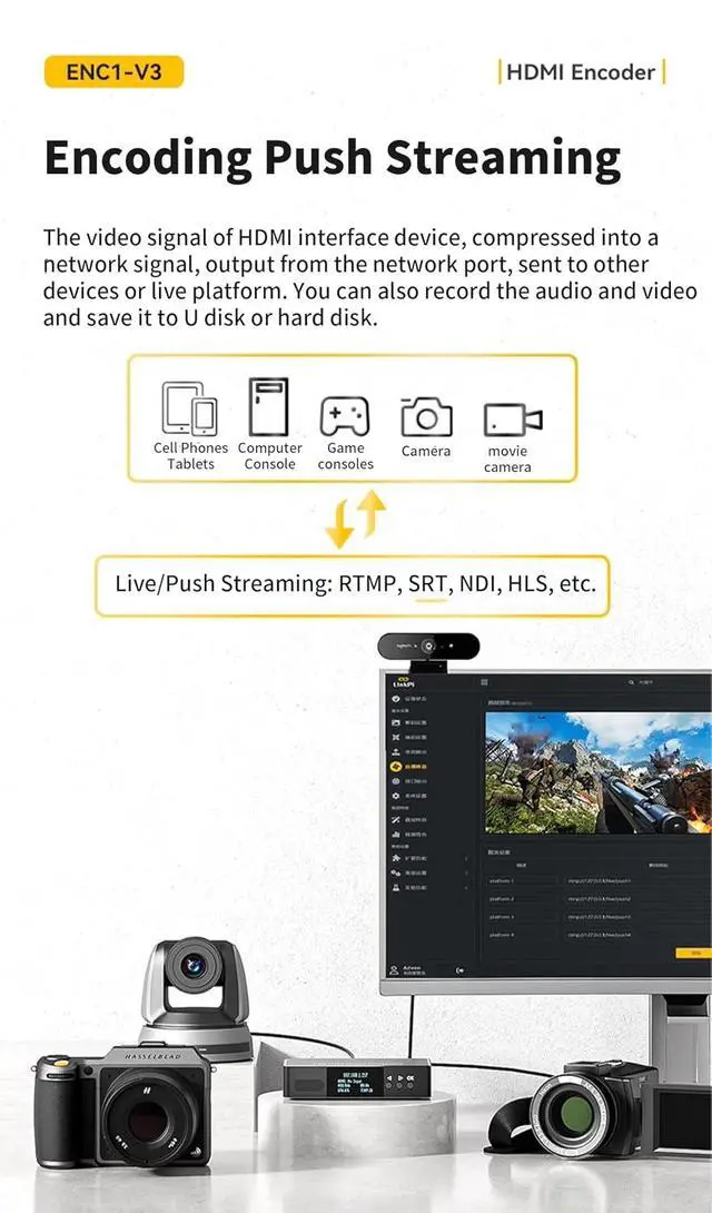 Alt view image 7 of 7 - Link Pi ENC1-V3 4K HDMI Encoder&Decoder for Live Streaming, HDMI Video Capture for Compatible Multi-Platform, SRT and NDI Supported, Multi-Scenario Equipment Encoder