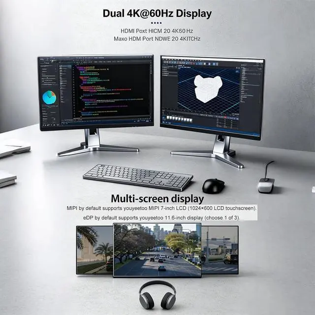 Alt view image 7 of 7 - youyeetoo K1 x86 Single Board Computer - Intel N100 3.4GHz CPU, 64bit Windows 11 Linux Mini PC, MAX 16GB LPDDR5 RAM 256GB eMMC, M.2 2280 NVMe or SATA SSD for AI IoT Edge (SOM Kit,16+256GB)