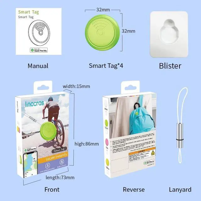 Alt view image 2 of 6 - Smart Tag NLT Item Finder Loss Prevention Device, Bluetooth Connection Global Positioning Daily Waterproof, Compatible with Apple Devices for Money Bags/Pets/Keychains (Yellow, NLT-10)
