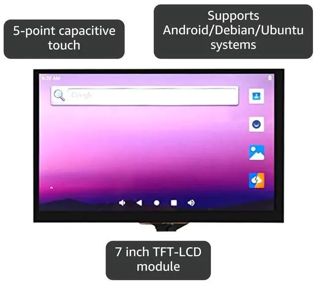 Alt view image 3 of 7 - YYT MIPI7LCD 2203 Screen Touchscreen 7 Inch Mini HDMI Monitor LCD Screen 1024x600 Compatible with youyeetoo X1 x86 Single Board Computer/YY3568/Tinker Board 2S/RK3568J/RK3568PC/ITX-3588J