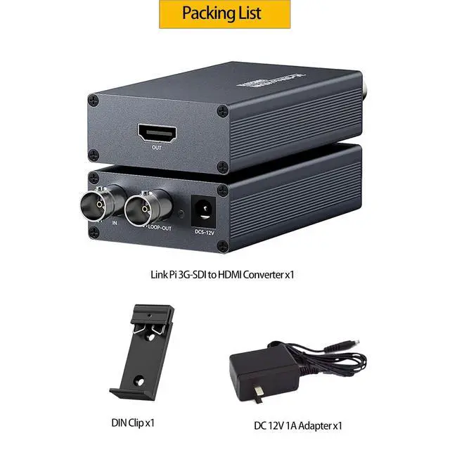 Alt view image 2 of 7 - Link Pi 3G SDI to HDMI Converter, SD SDI HD SDI 3G SDI Input SDI Loop Output HDMI1.3 Output, LevelB 1080P HD, for Camera SDI Decoder Box SDI Matrix HDMI Encoder Projector SDI Monitor Display (Bundle2)