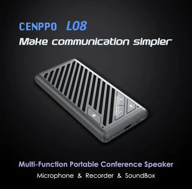 Alt view image 2 of 7 - Life L08 Wireless Bluetooth Portable Conference Microphone Speaker for Zoom/Teams/Skype360-degree Pick-up, Intelligent Noise Reduction, Built-in Recorder (Cyan Blue)