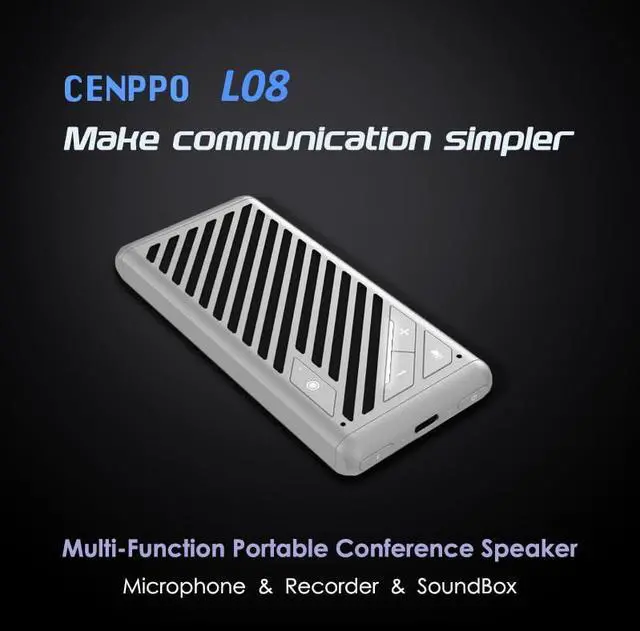 Alt view image 2 of 7 - Life L08 Wireless Bluetooth Portable Conference Microphone Speaker for Zoom/Teams/Skype360-degree Pick-up, Intelligent Noise Reduction, Built-in Recorder (Silver)