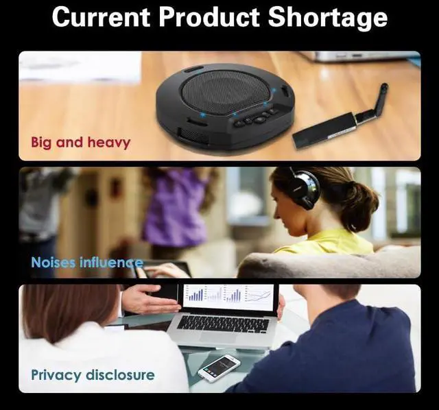 Alt view image 6 of 7 - Life L08 Wireless Bluetooth Portable Conference Microphone Speaker for Zoom/Teams/Skype360-degree Pick-up, Intelligent Noise Reduction, Built-in Recorder (Silver)