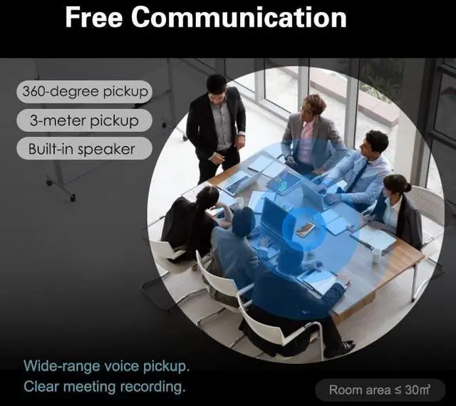 Alt view image 7 of 7 - Life L08 Wireless Bluetooth Portable Conference Microphone Speaker for Zoom/Teams/Skype360-degree Pick-up, Intelligent Noise Reduction, Built-in Recorder (Silver)