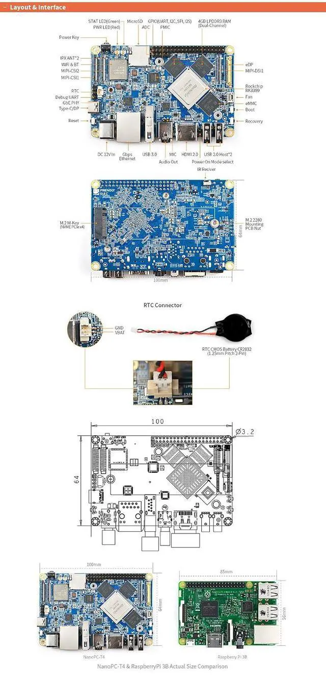 Alt view image 4 of 7 - NanoPC-T4 RK3399 ARM Dual-Display Mini PC LPDDR3 RAM 4GB Gbps Ethernet,Support Android 8.1 and Lubuntu 16.04, AI Project
