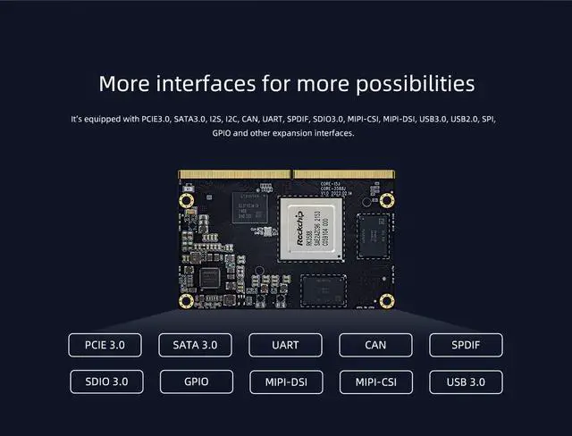 Alt view image 3 of 7 - Firefly Core-3588J 8-Core 2.4 GHz Rockchip RK3588 Single Board Computer with LPDDR4 8GB RAM+64GB eMMC Storage Wi-Fi 6 Bluetooth Function Support Android Linux System